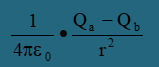 两个同心带电球面，半径分别为带电量分别为,当时，该点的电场强度的大小为（）