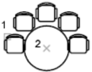已知图示中1号对象和圆，利用阵列命令可以得到图示的样图，在阵列对话框中应选择（），并将2号点定义为（
