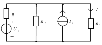 图示电路中，已知：Us=4V，Us=3A，R1=R2=1Ω，R3=1Ω，则根据戴维宁定理求取电流I时