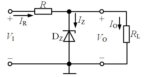 一硅稳压管稳压电路如图所示。其中未经稳压的直流输入电压VI=18V，R=1kΩ，RL=2kΩ，硅稳压