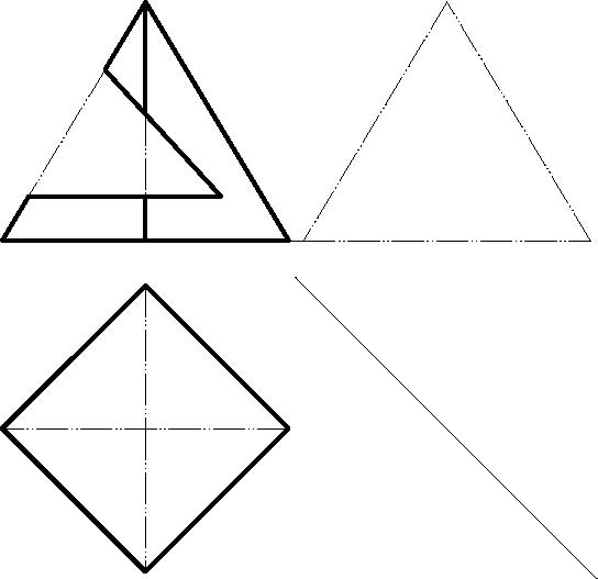 补画正四棱锥切割体三视图图