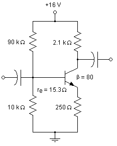 Calculate the voltage gain for this circuit. [图]A.