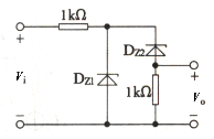 由稳压管组成的稳压电路如图所示，已知Vi=18V，稳压管DZ1的稳压值为7V，稳压管DZ2的稳压值为
