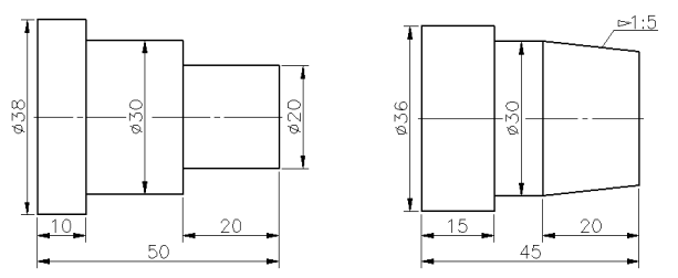 请选择一个台阶轴零件，提交该零件图的程序及工件的图片。 