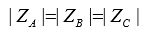 对称三相电路中关于负载对称的说法，下面说法正确的是（）。