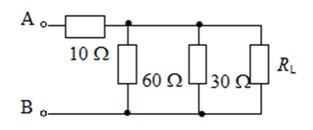 图示所示电路中，A、B两点间的等效电阻与电路中的RL相等，则RL= 