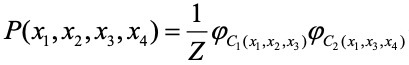 下图中的联合概率分布的吉布斯表示为： 
