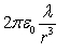 无限长均匀带电细棒上的线电荷密度为， 则棒 r 处的场强为()