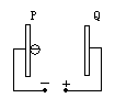 （单选）如图所示P和Q为两平行金属板，板间电压为U，在P板附近有一电子由静止开始向Q板运动，关于电子