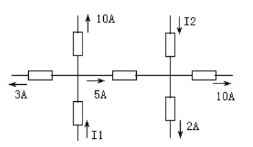 下图所示电路中，电流 I1 和 I2 的大小分别为（）。 
