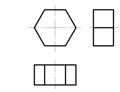 下图中以底平面平行于正投影面放置的正六棱柱体所绘制的三视图是否正确 