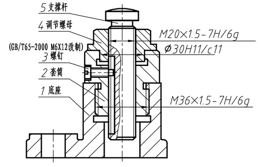 该装配体上零件3 螺钉是标准螺钉（形状、尺寸、材料等均符合国家标准要求） 