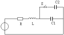 电路如图所示，已知开关S打开时，该电路发生谐振。当把开关合上时，电路呈现 