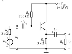 如下图所示电路，β＝80，rbe=1kΩ。当RL=3 kΩ时，电压放大倍数为（）。 