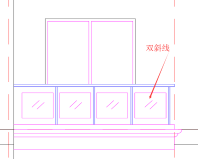 绘制阳台时，如图所示的双斜线，表示（） 