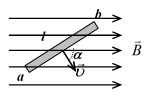 如图所示，长度为l 的直导线ab在匀强磁场      中以速度      沿图示方向移动，则直导线a