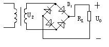 图示电路中， U2=20V，若D1反接了，则负载RL电路会出现什么现象？ 
