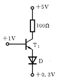 某电路中，三极管静态时各极对地的电位如图所示，则其工作于（）状态。（放大、饱和、截止）（设三极管和二