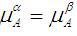 在α、β两项中都含有A和B两种物质，当达相平衡时，下列哪种情况正确：