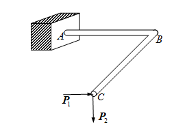 水平面内的圆截面直角折杆ABC，在C处作用有水平力和铅直力。则AB和BC段的变形形式分别为（）。 
