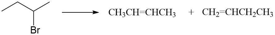 在KOH/乙醇溶液中，加热2-溴丁烷的反应如图所示，下列说法错误的是？ 