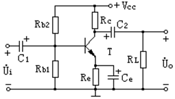 在图示分压偏置放大电路中，通常偏置电阻Rb1（）Rb2。 