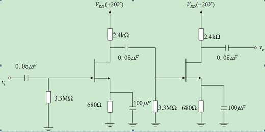 已知结型场效应管[图],[图] ，输入信号电压有效值为10m...已知结型场效应管, ，输入信号电压