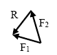 以下四个图所示的力三角形，哪一个图表示力矢R是F1和F2两力矢的合力矢量。