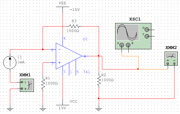 电路如图所示，用Multisim仿真该电路，回答下列问题：（1）电路输出电压是多少？（2）R2阻值变