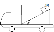 如图所示．一斜面固定在卡车上，一物块置于该斜面上．在卡车沿水平方向加速起动的过程中，物块在斜面上无相