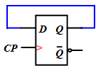 小明用D触发器构成一个二分频电路，电路如下所示，他接得对吗？ 