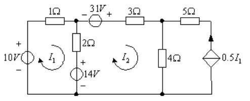 图示电路，请用网孔电流法求电流I1、I2。（计算题，请附完求解过程） 