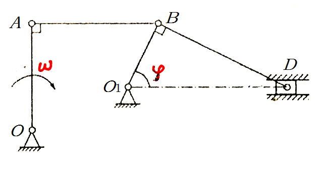 图示平面机构中，曲柄OA长为OA=15cm，以匀角速度[图]绕...图示平面机构中，曲柄OA长为OA