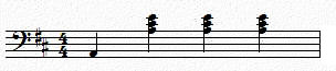 【单选题】请问下面哪个谱例是D大调属和弦的伴奏织体？A、B、C、