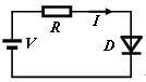 在下图所示电路中，当电源V=5V时，测得I=1mA。若把电源电压调整到V=10V，则电流的大小将是_