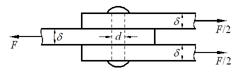 [图] 铆接头的连接板厚度为d，铆钉直径为d。则铆钉切应... 铆接头的连接板厚度为d，铆钉直径为d