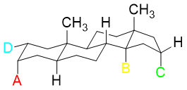 如图的分子中，四个取代基处在e键的是： 