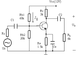 【单选题】 在图题2.1.1所示放大电路中,若上偏置电阻短路,则该电路中的三极管处于()