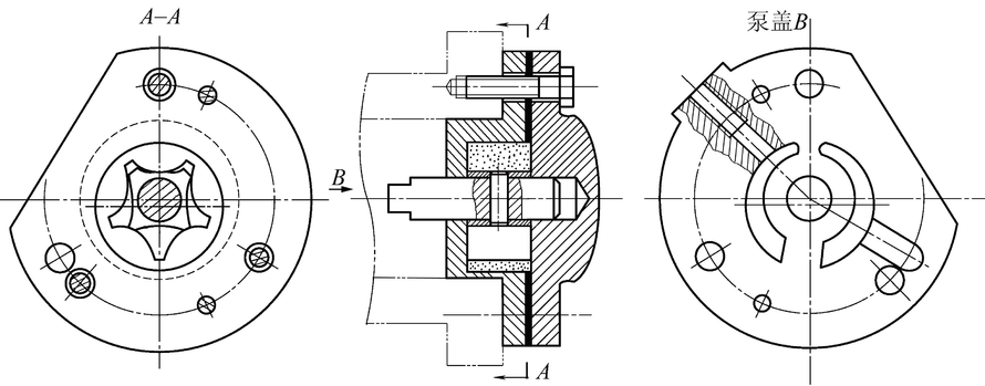 在这个转子泵视图中，采用了（）舒特画法。 