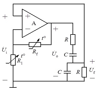 文氏桥振荡器如图所示，其中热敏电阻的温度系数为（）。 