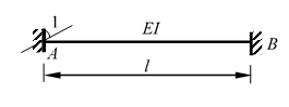 如图所示的单跨超静定梁，A端弯矩为4EI/l，下侧受拉。 
