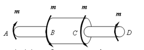 如图所示，组合圆轴由三段长度均为L的圆轴构成, AB段和CD圆轴直径均为d， BC段圆轴直径为2d，