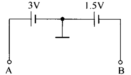 如图所示电路，A、B两点间的电压为（）。 [图]A、4.5VB、0VC...如图所示电路，A、B两点