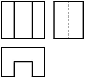 下图所示为物体的三视图，（）是形状特征视图。 