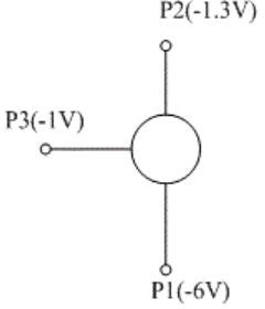 测得放大电路中处于放大的状态的晶体三极管的直流电位如下图所示。判断晶体三极管类型，判断其是硅管还是锗