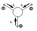 在正常工作的放大电路中，测得某晶体三极管的三极电流如下图所示。 已知II = -1.2mA，I2 =