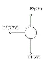 测得放大电路中处于放大状态的晶体三极管的直流电位如下图所示。判断晶体三极管类型是NPN还是PNP型，