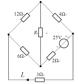 电路如图所示，电阻R未知，用互易定理求电流I （A)。 [图]...电路如图所示，电阻R未知，用互易