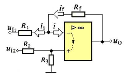 [图] 如图示电路中，R1=R2=10kΩ、R3=Rf =40kΩ，ui1=0.3V，... 如图示