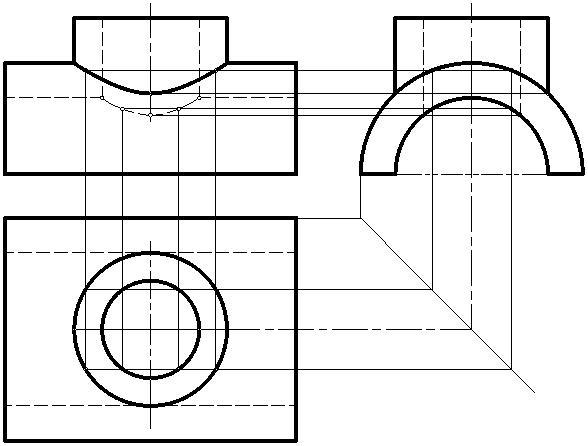 两空心圆柱相贯体的正面投影是（） 